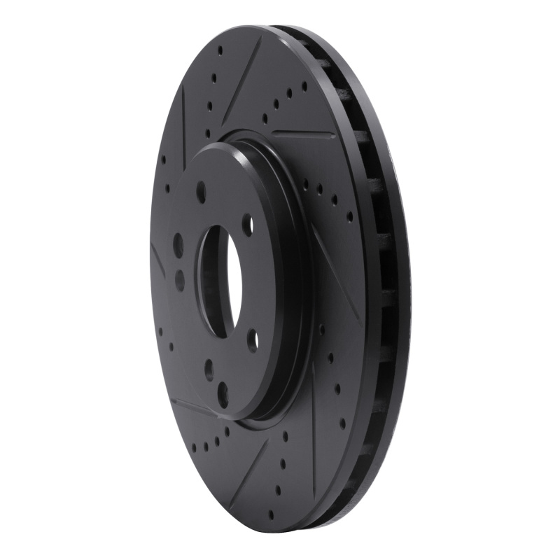 Chrysler Crossfire Brake Rotor (1) - Front Left - R1 Concepts - Drilled & Slotted - Black - `96-`11